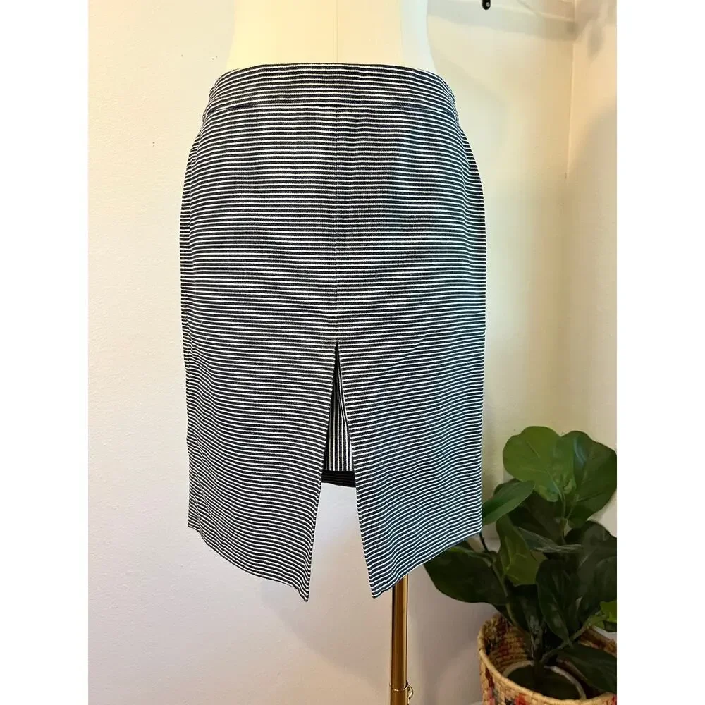 Kate Spade Saturday 100% Cotton Blue Railroad Stripe Mini Skirt Size Small